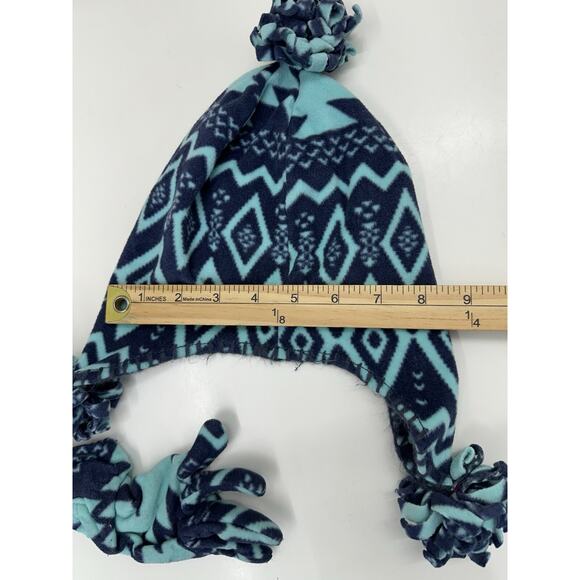 Old Navy Childrens Winter Hat Gloves Scarf Set Blue Fleece Aztec Size L-XL - Picture 9 of 14